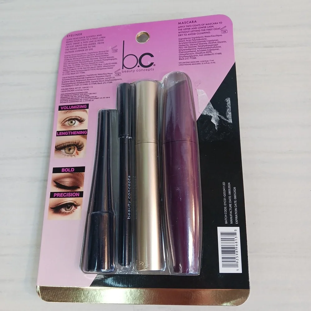 Beauty Concepts Mascara Eyeliner 4 Pc Collection Jet Black